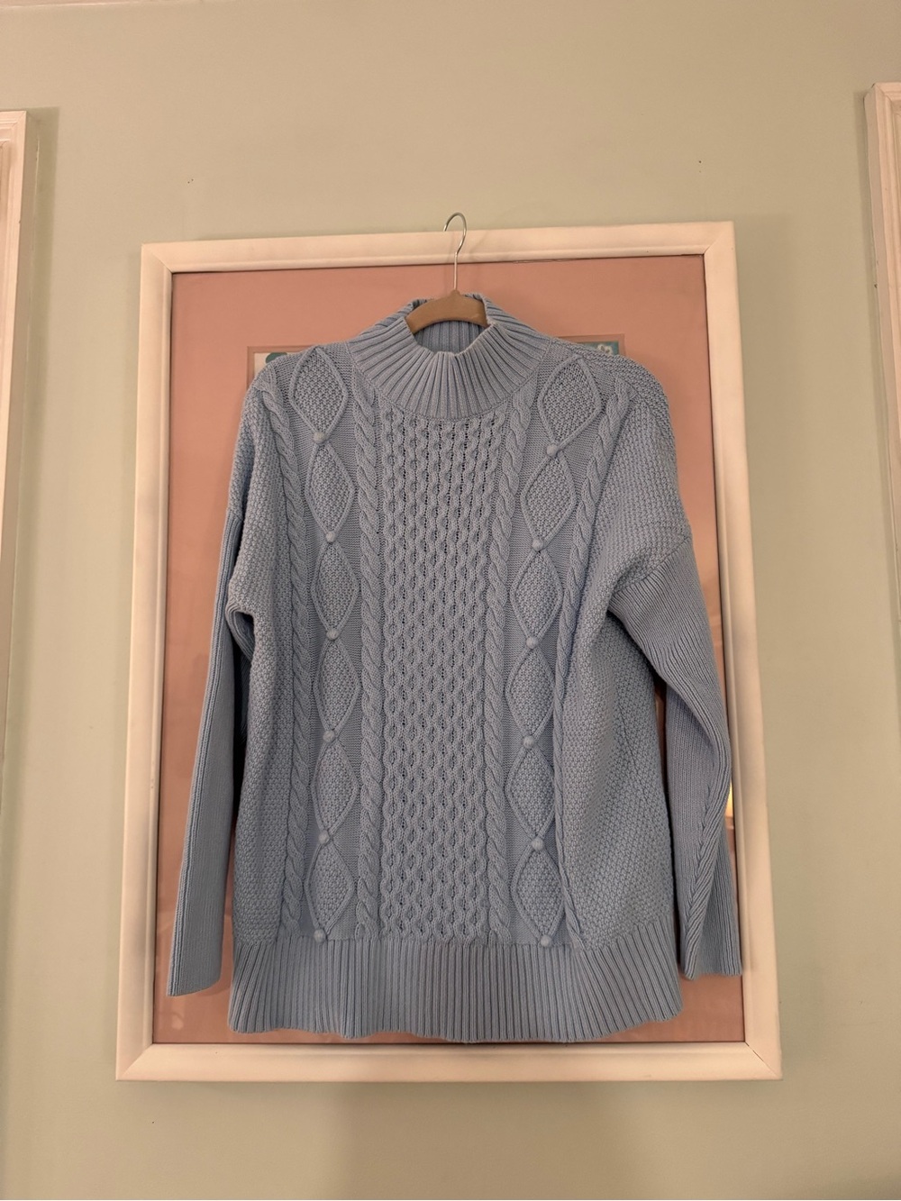 J. Crew Baby Blue Cable-Knit Turtleneck Sweater